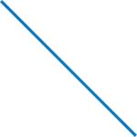 A long, thin blue diagonal line, resembling an MH-USA 9 x 5/32 Blue Paper Twist Tie from the 2000/Case pack, stretches from the top left to the bottom right on a white background, offering a striking contrast.