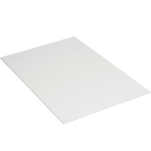 An MH-USA 24 x 36 White Plastic Corrugated Sheet from a bundle of 10, skillfully angled against a plain backdrop.