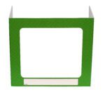 The Vestil Pers Desk Shld Grd Green Pattern 3Windows 17.5 features a green herringbone design with a square cutout and three windows for privacy, plus a white NAME label for personalization, standing at 17.5 inches tall.