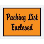 MH-USAs 4 1/2 x 6 orange envelopes, labeled Packing List Enclosed, provide secure document display. Available in cases of 1000, these envelopes ensure safe transport and organization.