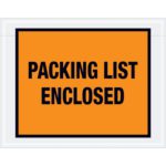 The MH-USA 7 x 5 1/2 Orange Packing List Enclosed Envelopes feature a bold, black PACKING LIST ENCLOSED text centered on an orange rectangle with a black border.