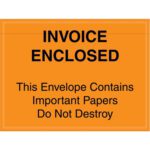 The MH-USA 4 1/2 x 6 Orange Important Papers Enclosed Envelopes (1000/Case) feature bold black text: INVOICE ENCLOSED. This Envelope Contains Important Papers. Do Not Destroy, ensuring your documents are secure and noticeable.