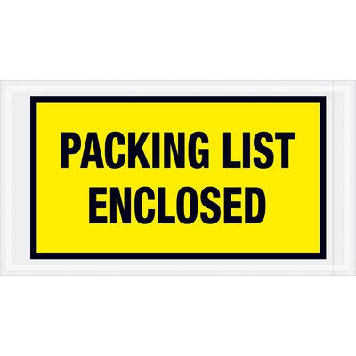 PL425.jpg The MH-USA 5 1/2 x 10 Yellow Packing List Enclosed Envelopes (1000/Case) feature a yellow sign with a black border and bold black text, PACKING LIST ENCLOSED, ensuring secure and organized shipping documentation.