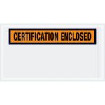 The MH-USA 5 1/2 x 10 envelope features CERTIFICATION ENCLOSED in bold black on orange, standing out with its vibrant design. The case includes 1000 envelopes, ideal for securing important documents.