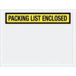 An MH-USA 4 1/2 x 6 envelope, featuring a transparent front and the bold message PACKING LIST ENCLOSED on a yellow stripe, is available in cases of 1000 for all your shipping needs.