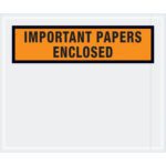The MH-USA 10 x 12 Orange Important Papers Enclosed envelopes feature an orange and black label, securing and highlighting essential documents in cases of 500.