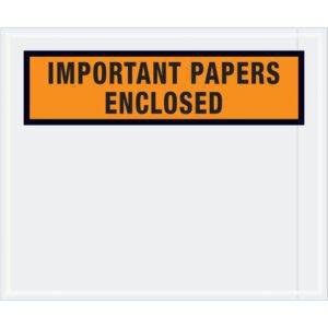 The MH-USA 10 x 12 Orange Important Papers Enclosed envelopes feature an orange and black label, securing and highlighting essential documents in cases of 500.