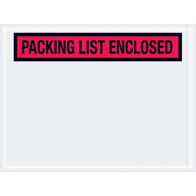 PL451.jpg The MH-USA 4 1/2 x 6 envelopes are clear for shipment attachment, featuring a bold red PACKING LIST ENCLOSED label in black. Each case contains 1000 envelopes.