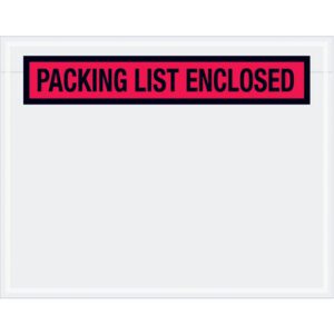 MH-USA 7 x 5 1/2 clear plastic envelopes, labeled with a bold red PACKING LIST ENCLOSED banner, are perfect for shipping needs and ensure your documents travel securely. Available as a pack of 1000 per case.