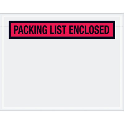 PL457.jpg MH-USA 7 x 5 1/2 clear plastic envelopes, labeled with a bold red PACKING LIST ENCLOSED banner, are perfect for shipping needs and ensure your documents travel securely. Available as a pack of 1000 per case.