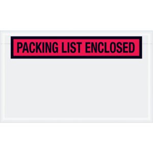 Explore the MH-USA 4 1/2 x 7 1/2 Red Packing List Enclosed Envelopes, ideal for attaching to packages. These envelopes securely display shipping documents and come in a case of 1000.