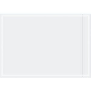 A sleek whiteboard with a thin metal frame, akin to the smooth finish of MH-USAs Clear Face Document Envelopes (3 1/2 x 5, 1000/Case), rests horizontally against a white backdrop. Its surface reflects softly, enhancing its pristine look.