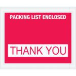 The MH-USA envelopes, sized 4 1/2 x 5 1/2 inches, display PACKING LIST ENCLOSED at the top and THANK YOU in the center. Sold in cases of 1000.