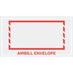 The MH-USA 5 1/2 x 10 document envelopes feature a clear design with a striking red border and Airbill Envelope text, available in cases of 1000—perfect for securing important documents.