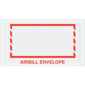 The MH-USA 5 1/2 x 10 document envelopes feature a clear design with a striking red border and Airbill Envelope text, available in cases of 1000—perfect for securing important documents.