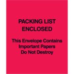 The MH-USA 5 x 6 red envelope is marked with Packing List Enclosed This Envelope Contains, ensuring your documents are secure and visible. Sold in cases of 1000.