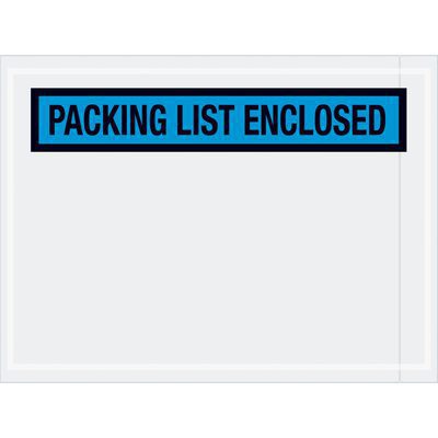 PL488.jpg MH-USA 4 1/2 x 6 blue Packing List Enclosed envelopes (1000/case) have a clear adhesive pouch with bold black text, ideal for securely holding documents on packages during shipping.