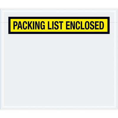 PL490.jpg A white envelope with a yellow label that says PACKING LIST ENCLOSED in black text at the top, part of the MH-USA 7 x 6 Yellow Packing List Enclosed Envelopes (1000/Case) collection.