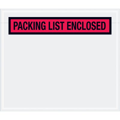 PL491.jpg The MH-USA 7 x 6 red Packing List Enclosed envelopes, sold in cases of 1000, feature a bold red label with PACKING LIST ENCLOSED in black text and are expertly designed to securely hold essential shipping documents.