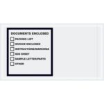 The MH-USA 5 1/2 x 10 Documents Enclosed transportation envelopes, featuring a black border and checkboxes for Packing List, Invoice Enclosed, and Instructions/Markings, come in cases of 1000.