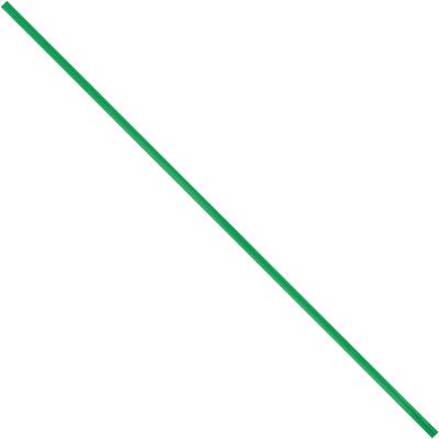 PLT7G.jpg A long, thin green straw is positioned diagonally against a plain white background, mimicking the sleek MH-USA 7 x 5/32 Green Plastic Twist Ties (2000/Case) design.
