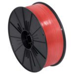 The MH-USA 5/32 x 7000 Red Plastic Twist Tie Spool, packaged as 1 spool per case, is ideal for 3D printing with its vibrant red filament wound on a black plastic reel.