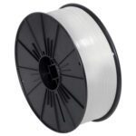The MH-USA 5/32 x 7000 white plastic twist tie spool includes a black reel, neatly wound filament supported by radial braces, and smooth, rounded edges for a seamless finish. (1 Spool/Case).
