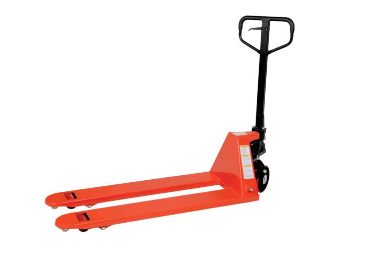 PM5-2048-6PKG_A.jpg The Vestil 6 Pack-Pallet Trucks 5.5K 20 X 48 manual pallet jack, with a black handle and two long forks, offers efficient lifting and moving in warehouses. It has a capacity of 5.5K and measures 20 x 48 inches, featuring sturdy wheels for smooth operation in storage areas.