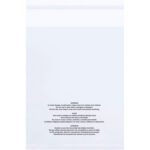 The MH-USA 9 x 12 - 1.5 Mil Resealable Bags are transparent and come with vent holes and multilingual suffocation warnings for children, packaged in cases of 1000 for secure storage.