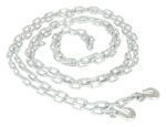The Vestil Chain W/ Grab Hook, 20 ft long with 1/4 in metal links, appears sturdy and interlocking on a white background, ideal for heavy-duty tasks.