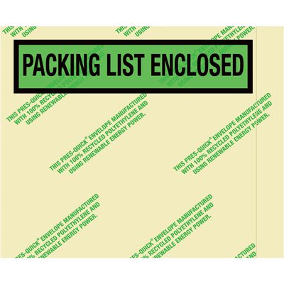 PQGREEN12.jpg The MH-USA 4 1/2 x 5 1/2 Environmental Packing List Enclosed envelope, with a green and black label, is crafted from recycled materials using renewable energy. It promotes sustainable packaging and comes in cases of 1000.