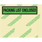 The MH-USA 7 x 5 1/2 Environmental Packing List Enclosed Envelopes (1000/Case) feature bold black text on a green background, made from 100% recycled materials and renewable energy for an eco-friendly choice.