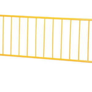 The Vestil Hd Yellow Barrier W/1 Wheel, 1 Flat is lightweight with vertical bars and a flat wheel, making it perfect for crowd control or sectioning off areas.