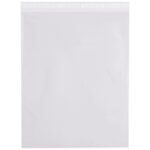 The MH-USA 16 x 20 - 4 Mil Resealable Poly Bags, sold in packs of 250 per case, are shown empty on a white background. The transparent bags feature a clear zip closure, standing vertically to showcase their durability and ready-to-use convenience.