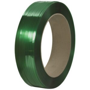 The 1/2 x 10500 - 16 x 6 core polyester strapping, comparable to Signode®, has a smooth, shiny surface and consistent width. Ideal for packages or pallets, its durable cardboard core supports the neat coil efficiently.