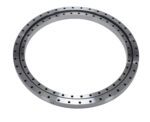 The Vestil Precision Turrent Bearing 32.125 In features a circular metal design with evenly spaced holes and a polished surface, reflecting precision engineering ideal for mechanical or industrial use.