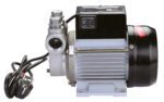 This Vestil Continuous Duty Pump features a metallic body, black cover, top power switch, and includes a cable with black plug. It also has a cylindrical component on the right and rests on a sturdy mounting base.