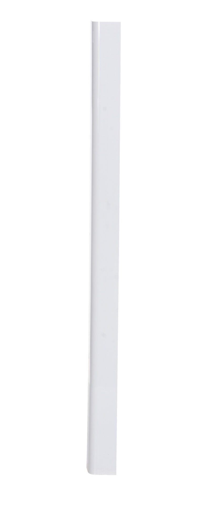 A vertical, plain white cylindrical object on a white background, similar to the Vestil PVC Corner Guard Round White 48.