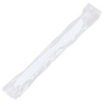 The MH-USA Individually Wrapped White Plastic Knives (1000/Case) are sealed in transparent packaging and shown against a plain white background.