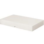 A plain, rectangular MH-USA 8 1/2 x 14 x 2 stationery folding carton with a flat lid and semi-circular tab is shown against a white background.