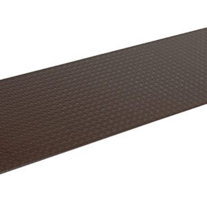 The Vestil Dockleveler Approach Ramp Option features a rectangular, diamond-patterned metal surface and an angled view on a white background. Measuring 94 x 24, the dark brown ramp includes side tabs for easy attachment.