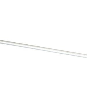 Against a white background, the Vestil Rail Car Wheel Chock Hook appears as an elongated metal tool featuring a triangular handle on one end and a small hook on the other for securing chocks.
