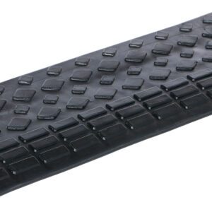 A Vestil HD rectangular rubber ramp, 34.875 inches wide, in black with a diamond pattern surface, designed to provide a smooth incline for improved accessibility or bridging small height differences.