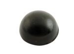 A sleek, black dome-shaped item, similar to the Vestil Rounded Rubber Dome Bumpers 1.25X1.25 In, stands boldly against a pristine white background.
