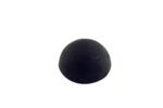 A small, smooth black oval object resembling a stone or egg is centered against a plain white background, similar to the sleek design of Vestil Rounded Rubber Dome Bumpers 2 x 2.5 In.