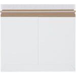 A plain white envelope with a brown peel-and-seal strip is shown against a light background, similar to the 12 1/4 x 9 3/4 White Side Loading Stayflats Lite® Mailers (100/Case) for securing important documents.