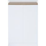 Depicted is a 13 x 18 White Self-Seal Stayflats Plus® Mailer with a brown peel-and-seal closure strip, shown laid flat with a vertical seam down the center. Available in cases of 100.