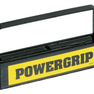 The Vestil Magnetic Easy Lift is a black and yellow rectangular magnetic tool with a top handle, featuring POWERGRIP in bold black letters, designed for lifting heavy items up to 51.5 lb.