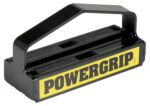 The Vestil Magnetic Easy Lift, with a 92.5 lb working capacity, features a black metal bracket with a handle and POWERGRIP boldly printed in yellow and black on the side for strength and reliability in your lifting tasks.