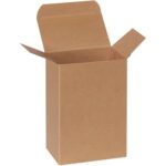 The 4 x 2 1/2 x 6 Kraft Reverse Tuck Folding Carton stands open against a white background, highlighting its sturdy yet simple interior—perfect for versatile packaging needs.